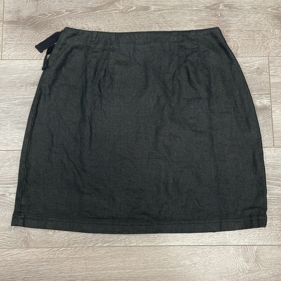 Ann Taylor 100% Linen Black Wrap Mini Skirt 6 - Picture 12 of 12